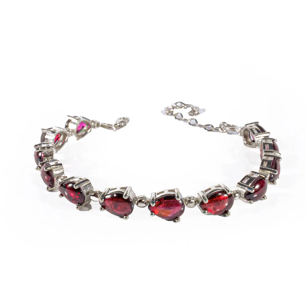 Special Garnet (Lal) Gemstone Silver Bracelet SCB-010