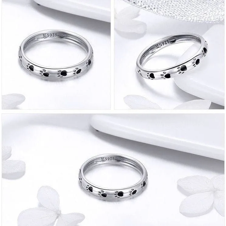 Stackable Pet Paw Rings, Cute, Simple Sterling Silver--Helps Rescued Animals Too!