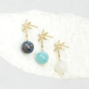 Star Post Earring w/ Gemstone Ball Drop