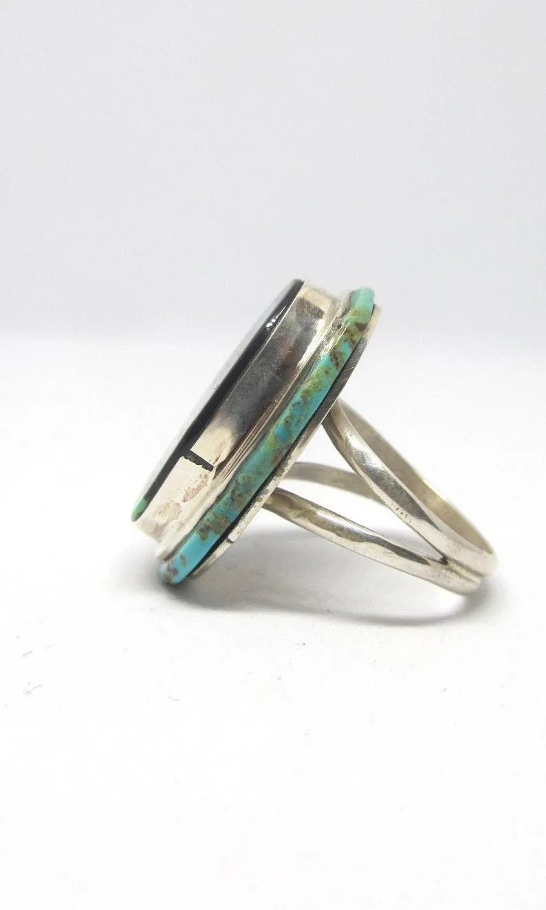 STARRY NIGHT Gilbert Smith Multi Inlay Yei Kachina Navajo Ring, Sz 10