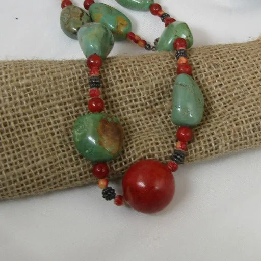 Statement Chunky Turquoise Nugget Necklace Handcrafted