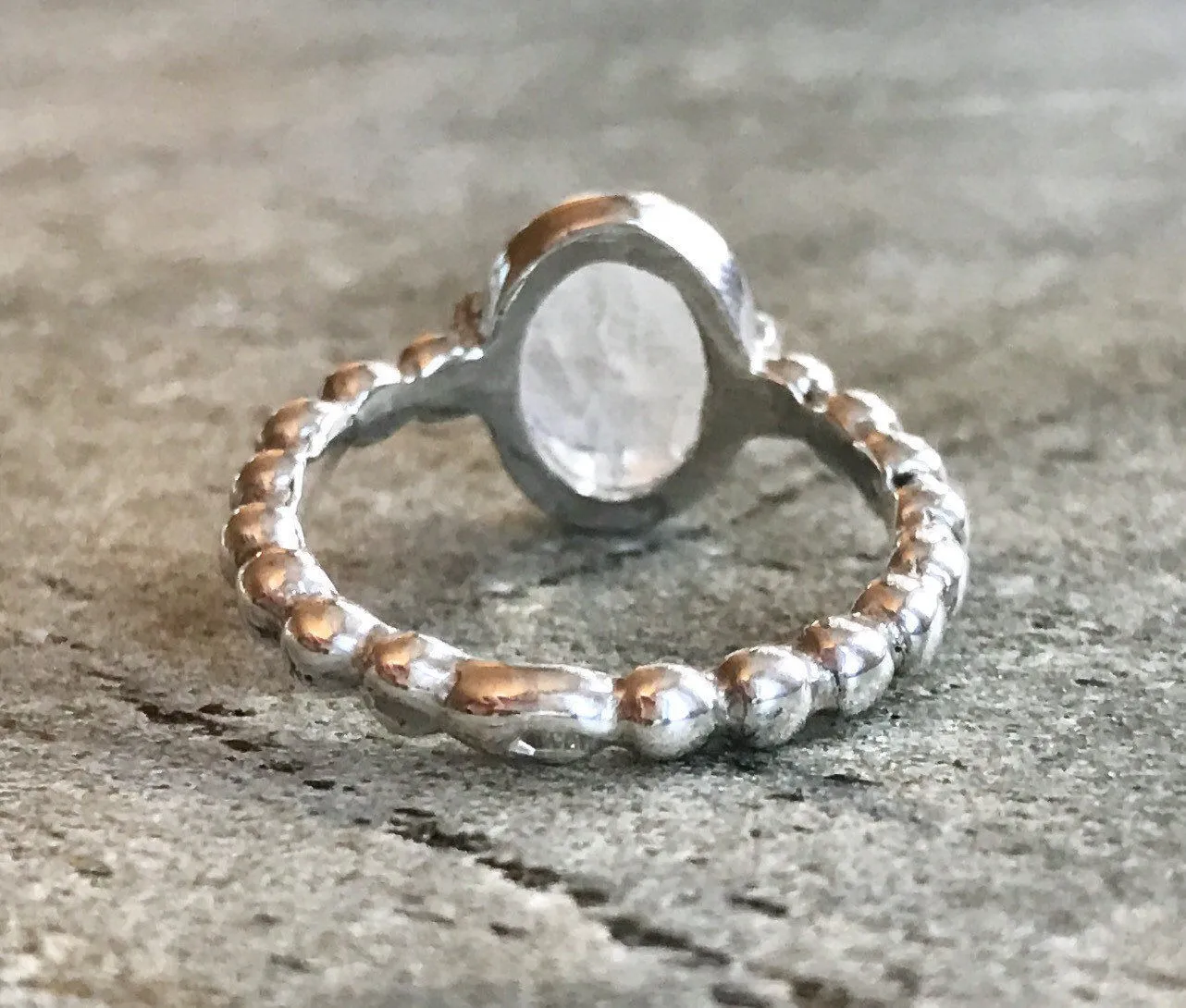 Statement Rainbow Moonstone Ring - Real Moonstone Ring - Vintage Oval Bezel Ring