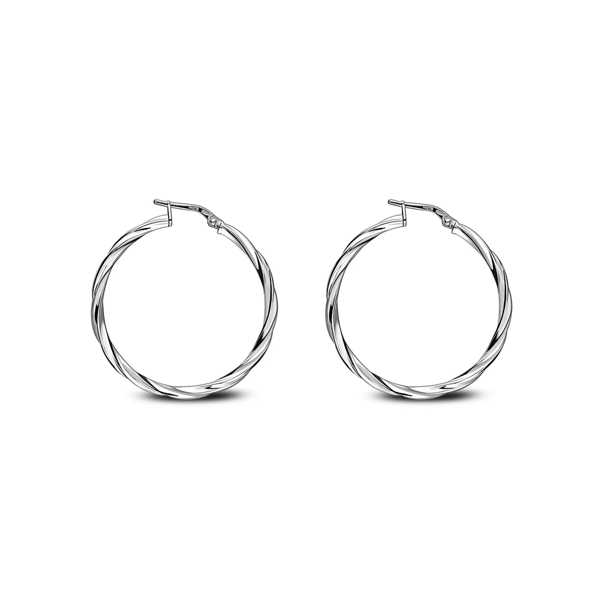 Sterling Silver 30mm Twist Hoop Earrings