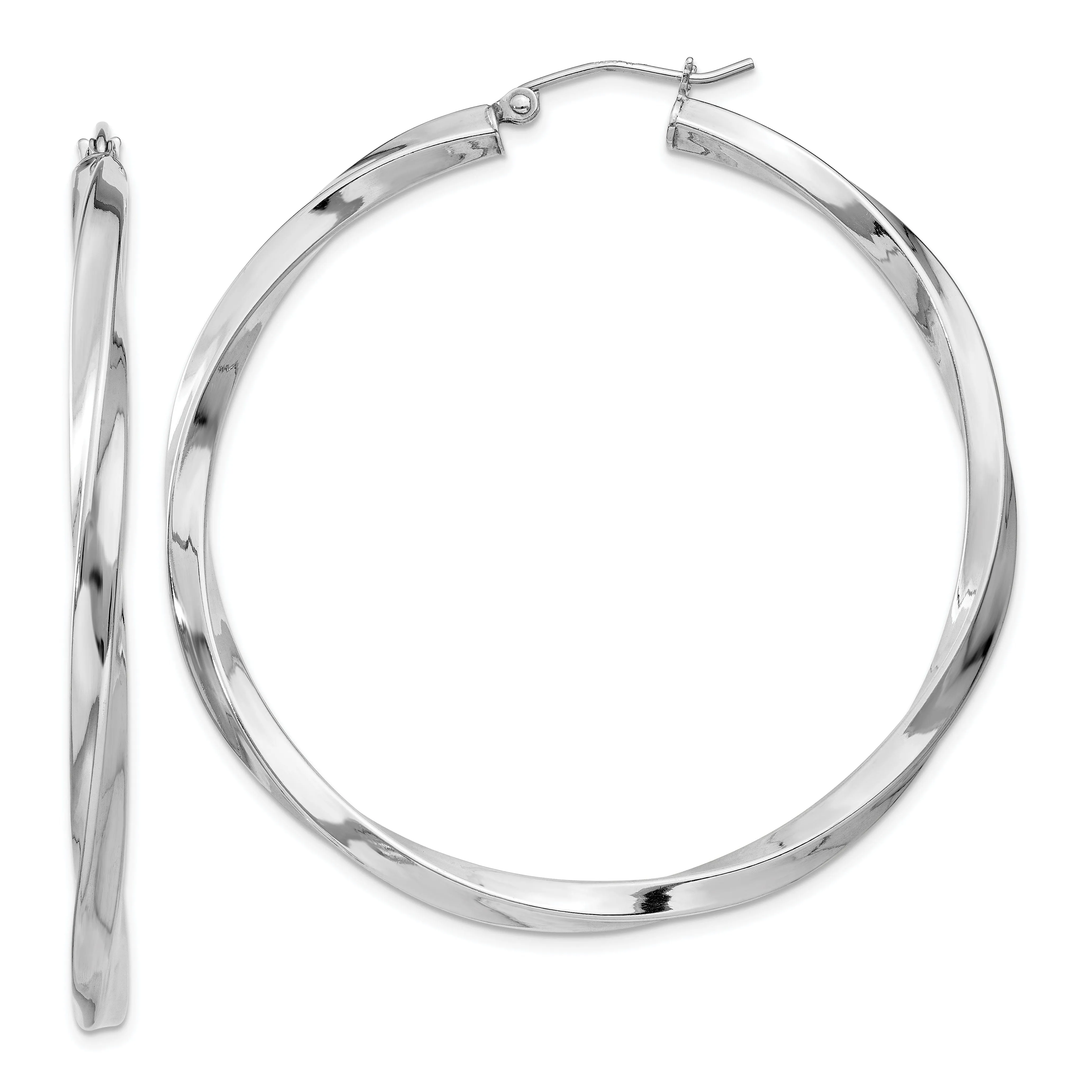 Sterling Silver 3MM Polished Twisted Hoop Earrings