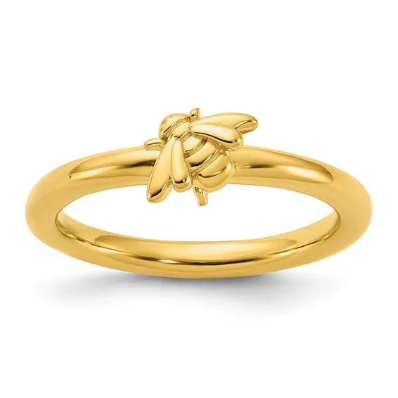 Sterling Silver Gold Plated Stackable Expressions Bee Ring