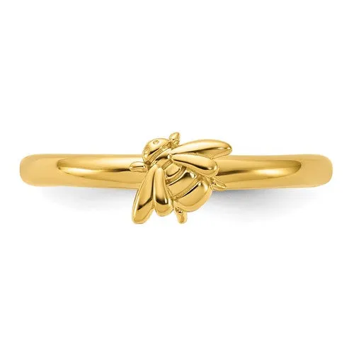 Sterling Silver Gold Plated Stackable Expressions Bee Ring