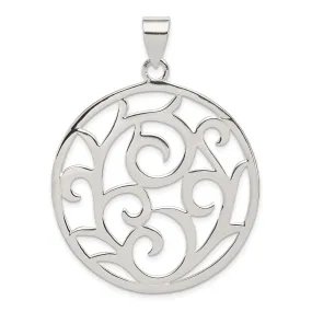 Sterling Silver Round Designer Pendant Slide