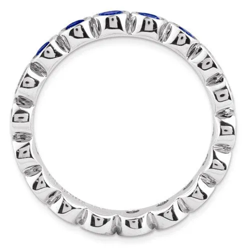 Sterling Silver Stackable Expressions Bezel Set Blue Sapphire Eternity Ring