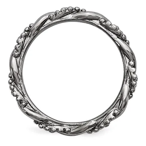 Sterling Silver Stackable Expressions Black Plated Twist Ring