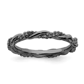 Sterling Silver Stackable Expressions Black Plated Twist Ring