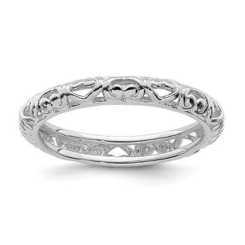 Sterling Silver Stackable Expressions Carved Hearts Eternity Ring