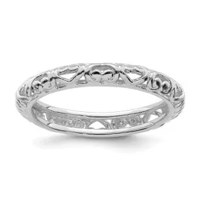 Sterling Silver Stackable Expressions Carved Hearts Eternity Ring