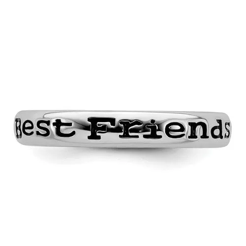 Sterling Silver Stackable Expressions Enameled Best Friends Ring