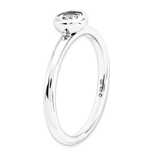 Sterling Silver Stackable Expressions Low 5mm Round White Topaz Ring