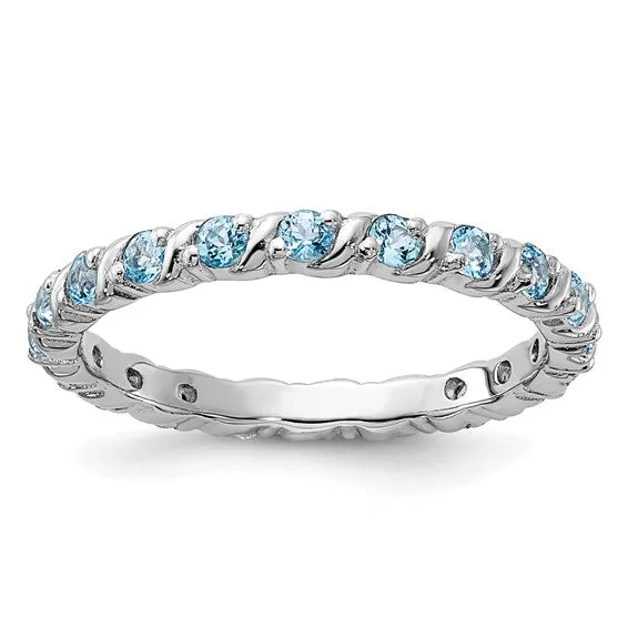 Sterling Silver Stackable Expressions Sky Blue Topaz Eternity Ring