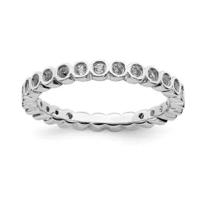 Sterling Silver Stackable Expressions White Topaz Small Bezel Ring