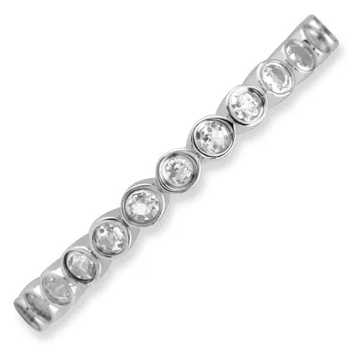 Sterling Silver Stackable Expressions White Topaz Small Bezel Ring