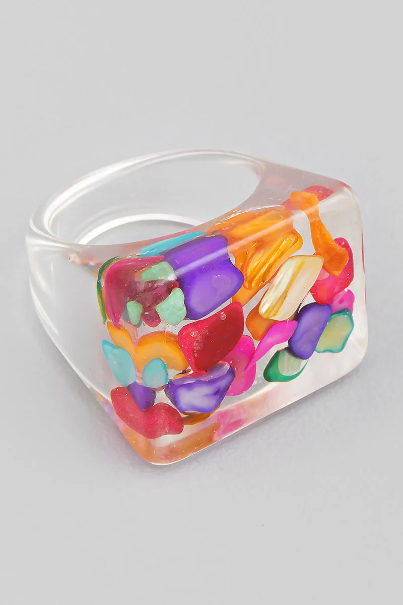 Stone Pressed Resin Square Ring