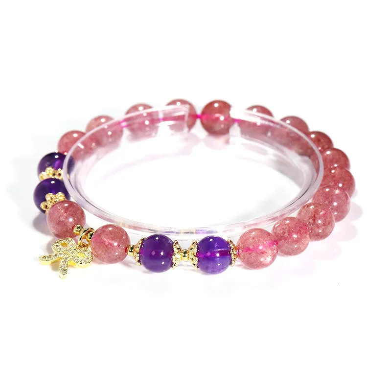 Strawberry Crystal With Amethyst DIY Crystal Bracelet Crystal Bracelet