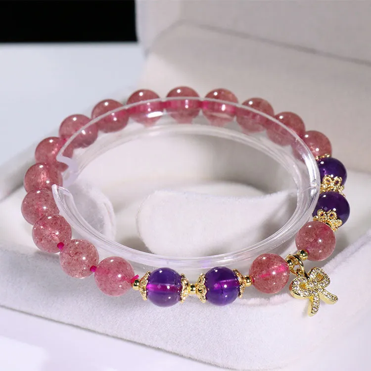 Strawberry Crystal With Amethyst DIY Crystal Bracelet Crystal Bracelet