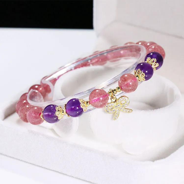 Strawberry Crystal With Amethyst DIY Crystal Bracelet Crystal Bracelet