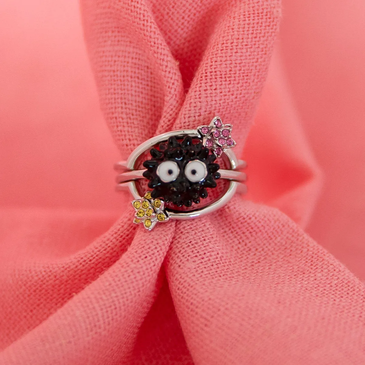 Studio Ghibli X RockLove SPIRITED AWAY Soot Sprite Stacker Rings