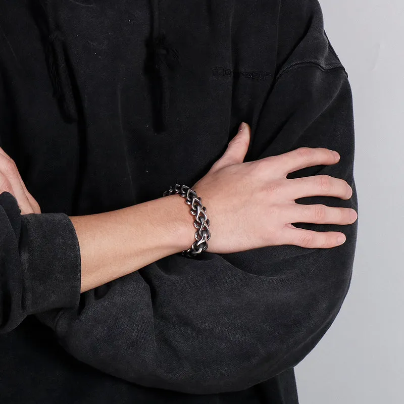 Stylish Statement Men's Stainless Steel Bracelet - Creative Titanium Steel Jewelry for Bold Personalities