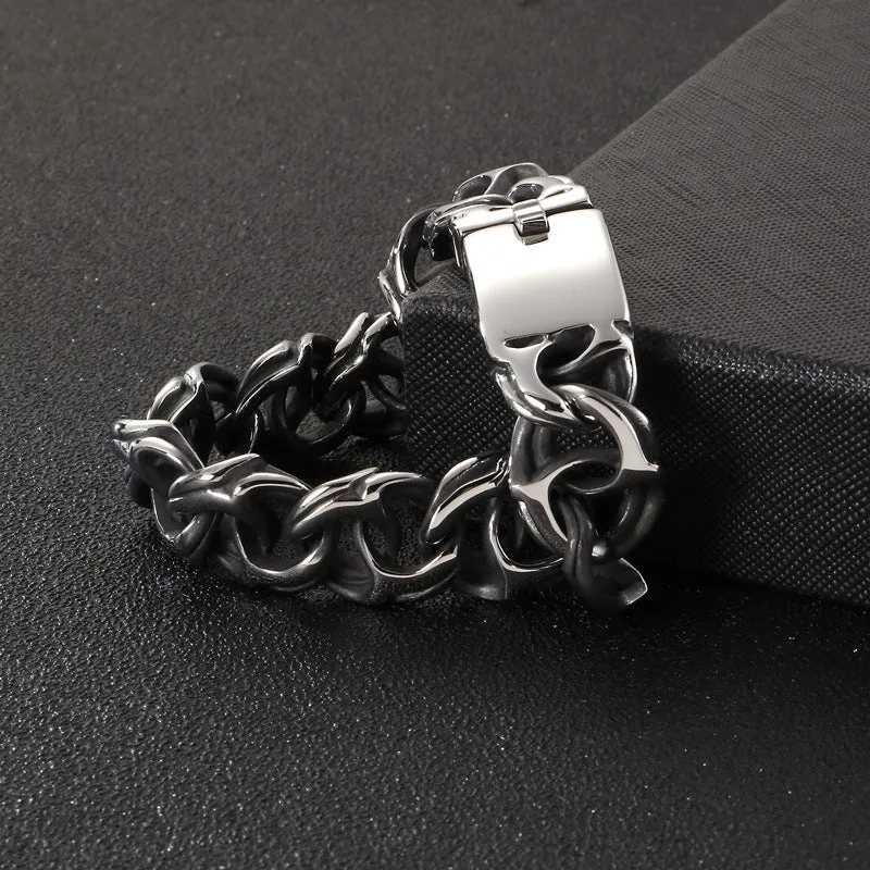 Stylish Statement Men's Stainless Steel Bracelet - Creative Titanium Steel Jewelry for Bold Personalities