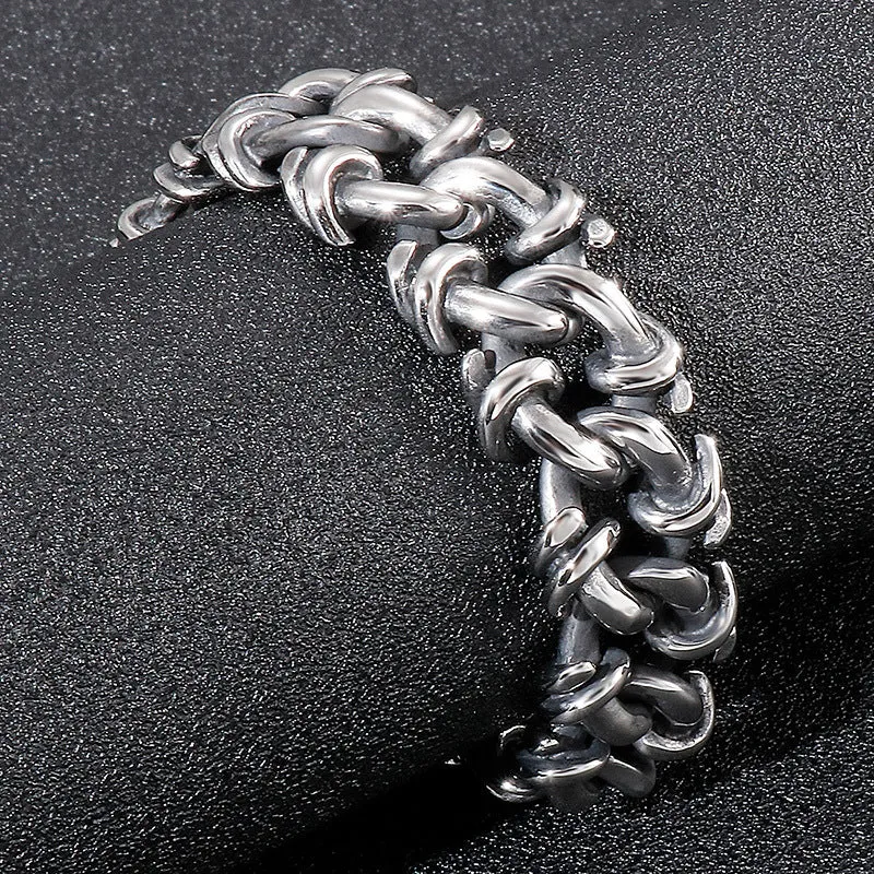 Stylish Statement Men's Stainless Steel Bracelet - Creative Titanium Steel Jewelry for Bold Personalities