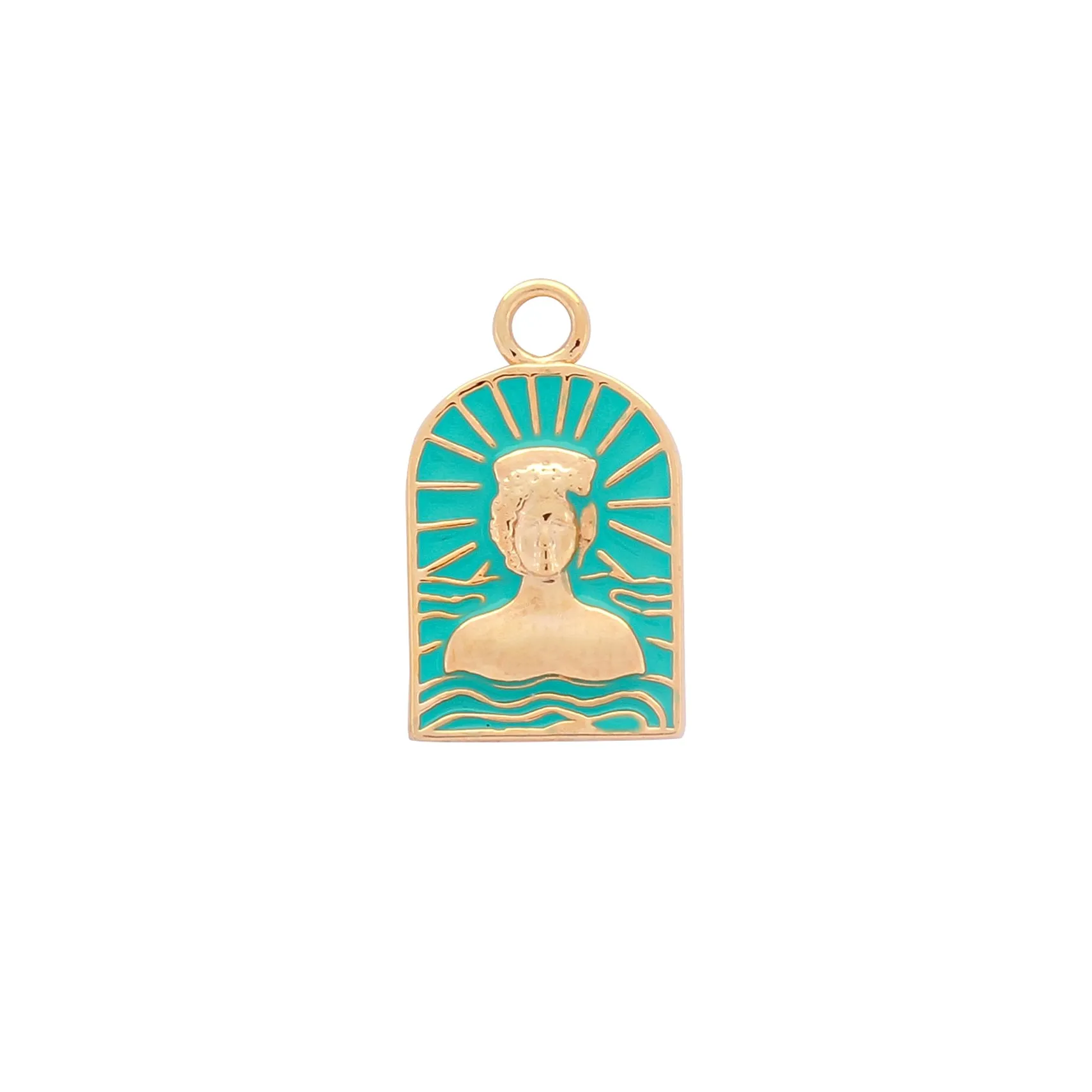 Tanit Aqua Enamel Charm Necklace, Gold Vermeil