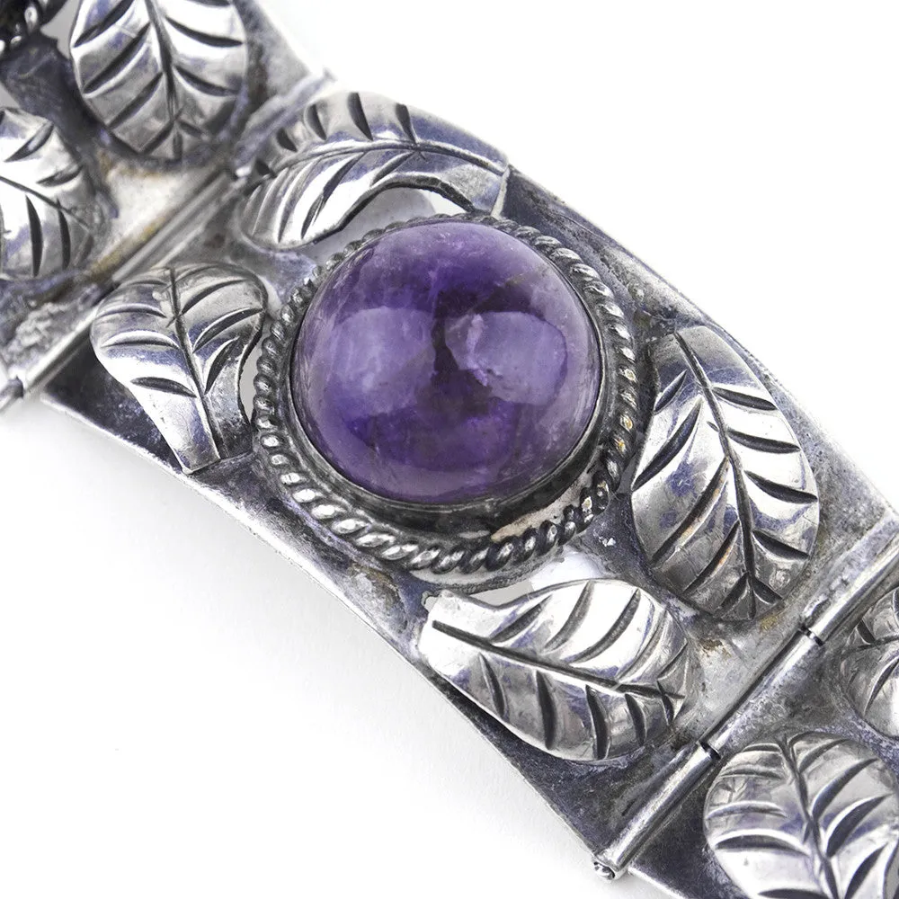 TAXCO 40s Amethyst & 980 Silver Bracelet from Mexico