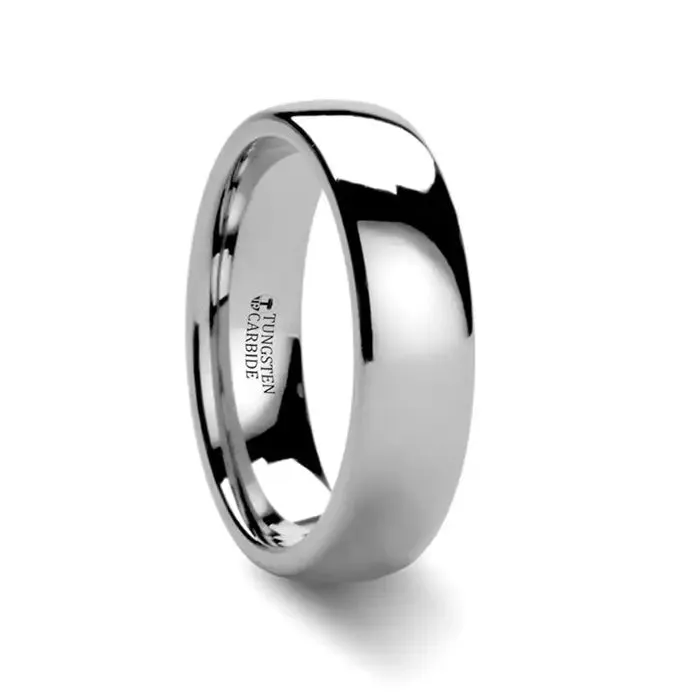 Teleri Domed White Tungsten Carbide Wedding Ring High Polish - 2mm - 12mm