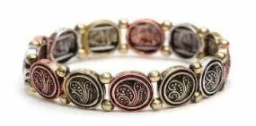 Textured Circle Bracelet Mixed Metal