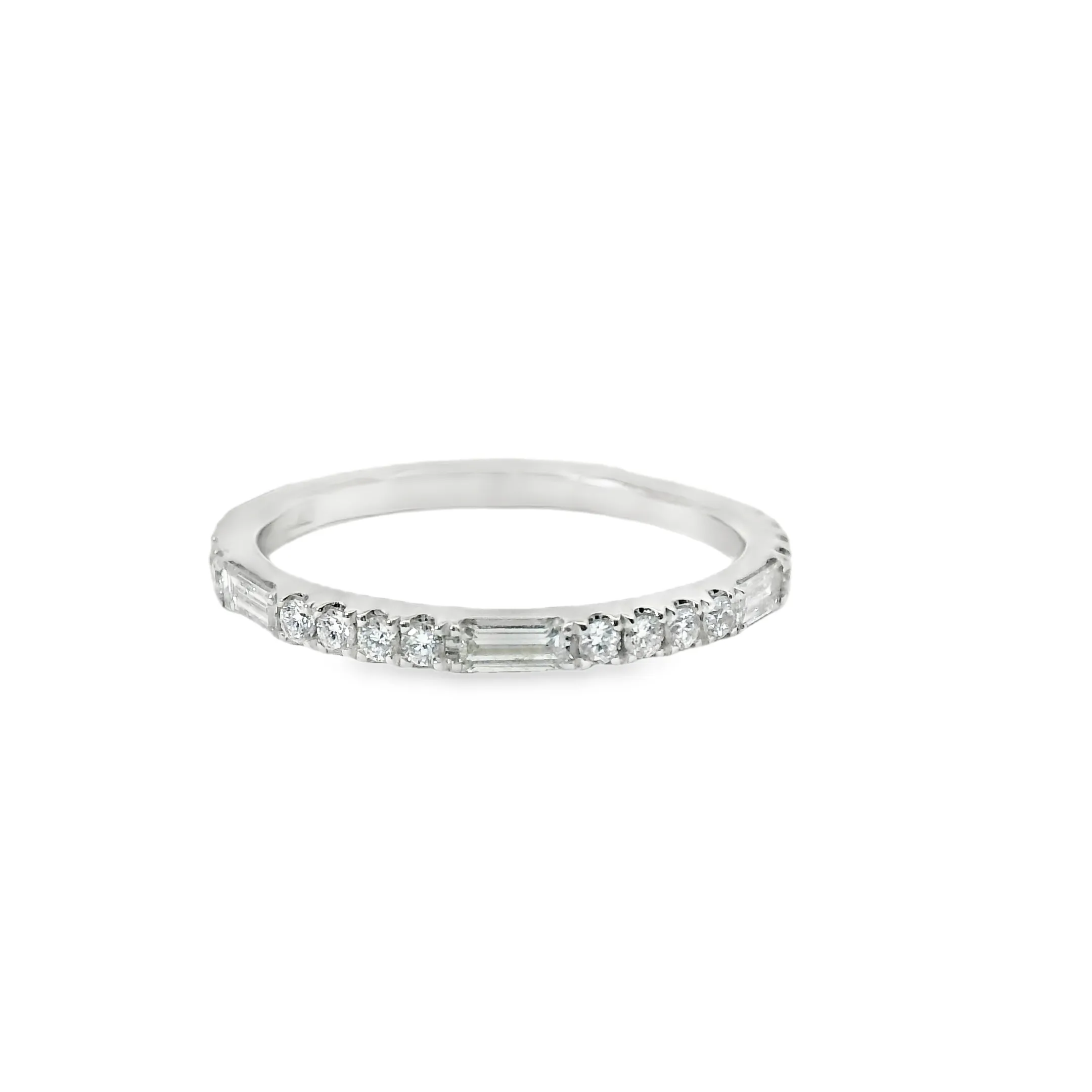 Thin Baguette & Round Diamond Wedding Band