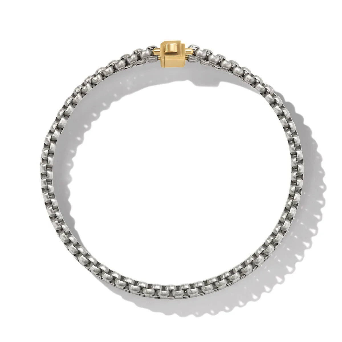 Three Row Box Chain Bracelet in Grey Titanium with 18K Yellow Gold