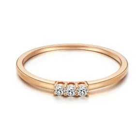 Three Stone Stackable Diamond 0.1CTTW Ring In 18K Rose Gold