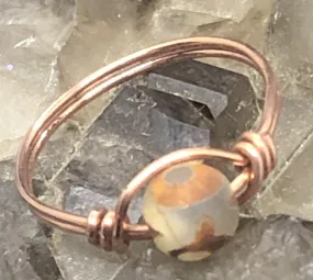 Tibetan Evil Eye Agate Copper Bead Ring