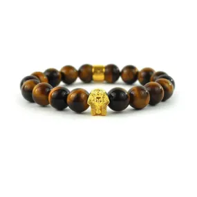 Tiger Eye Pharaoh Head Beaded Bracelet