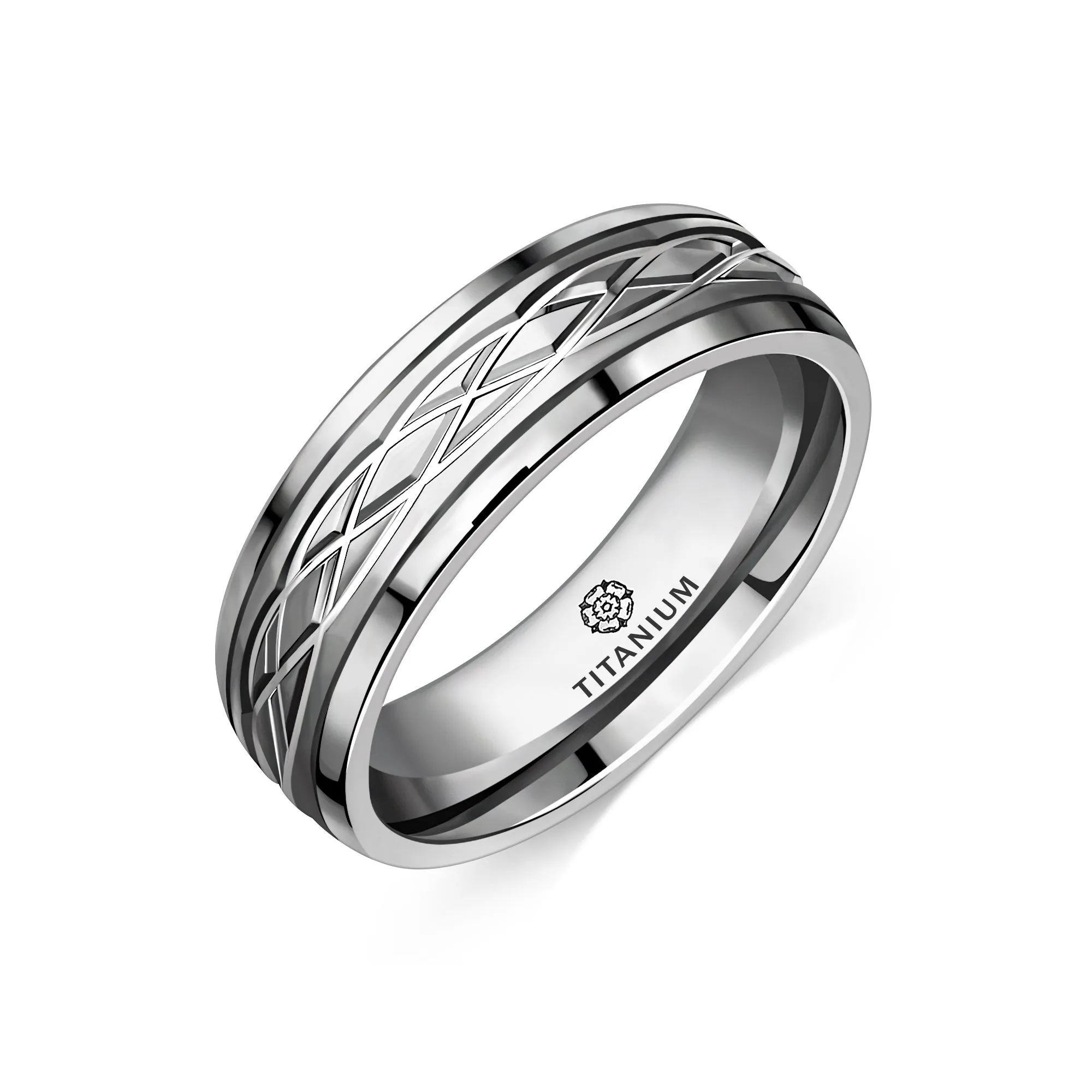 Titanium Domed Court Grooved Celtic Ring