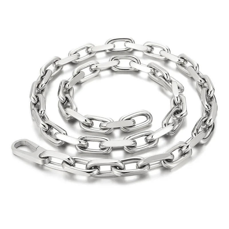 Titanium Steel Men's Necklace and Bracelet Set in Japanese and Korean Fashion Style, Simple and Versatile Accessories