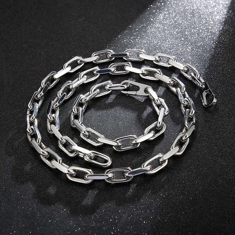 Titanium Steel Men's Necklace and Bracelet Set in Japanese and Korean Fashion Style, Simple and Versatile Accessories