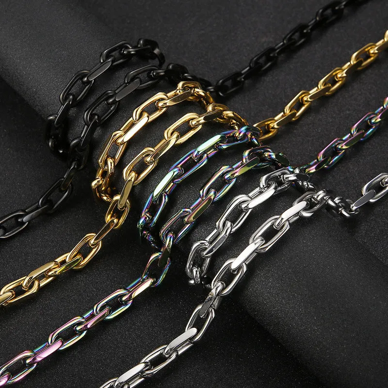 Titanium Steel Men's Necklace and Bracelet Set in Japanese and Korean Fashion Style, Simple and Versatile Accessories