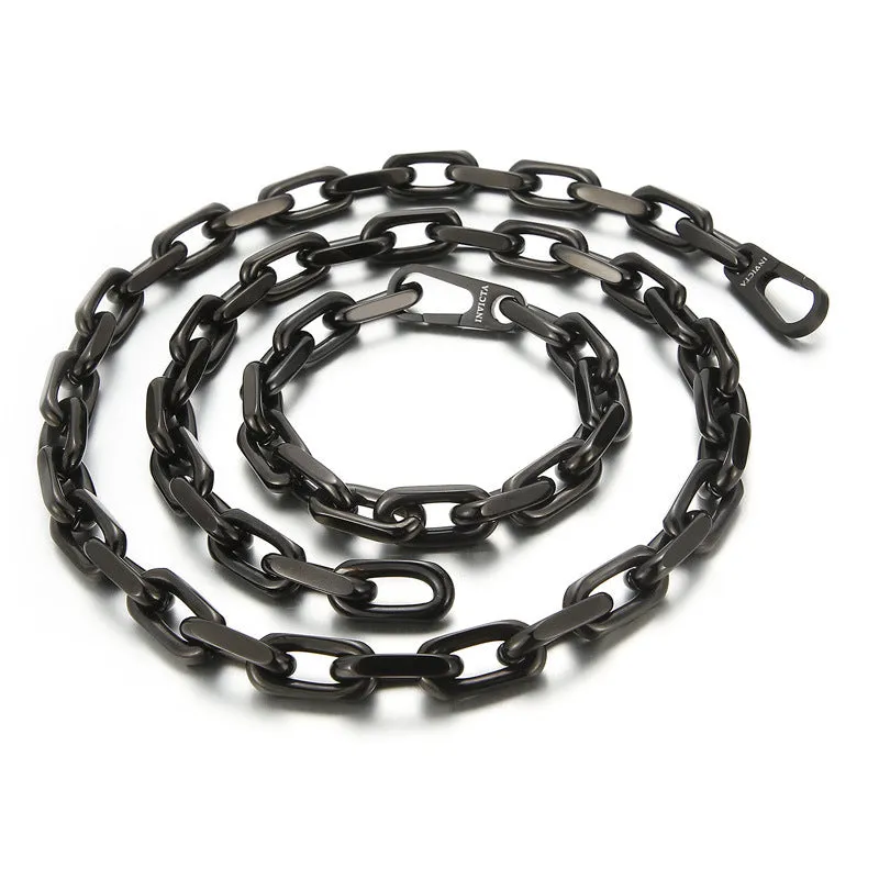 Titanium Steel Men's Necklace and Bracelet Set in Japanese and Korean Fashion Style, Simple and Versatile Accessories