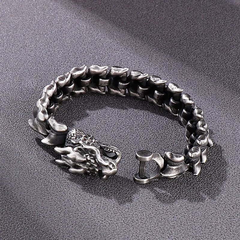 Titanium Steel Punk Style Men's Bracelet - European and American Domineering Design