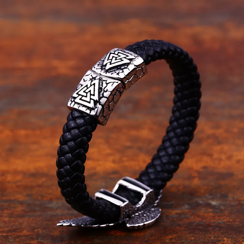 Titanium Steel Retro Eagle Leather Bracelet for Men - Wholesale Fashion Jewelry