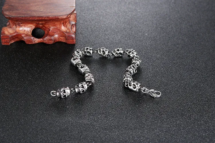 Titanium Steel Skull Bracelet - Retro Punk Hip Hop Ghost Head Jewelry for Men