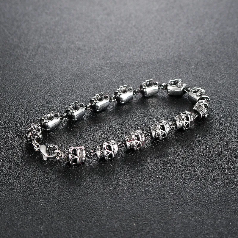 Titanium Steel Skull Bracelet - Retro Punk Hip Hop Ghost Head Jewelry for Men