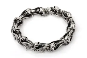 Titanium Steel Skull Bracelet with Spirit Snake Design - Trendy Men's Jewelry