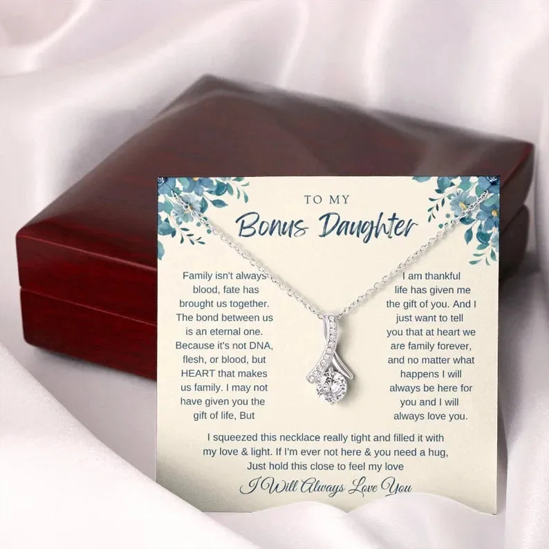 To my Bonus Daughter, Step daughter Gifts from Stepmom, Stepdaughter Necklace