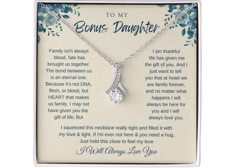 To my Bonus Daughter, Step daughter Gifts from Stepmom, Stepdaughter Necklace